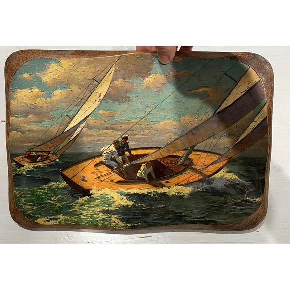 Other - Vintage Arthur Sarnoff Yacht Race print of‎ Painting on wood Wall Art 1960s